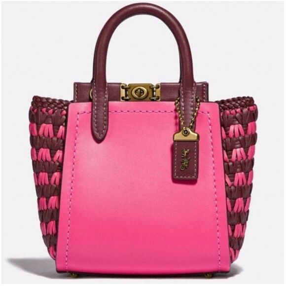 Coach Handbags - Coach Mini 619 Confetti Pink Troupe Tote 16 With Weaving Purse Handbag Crossbody